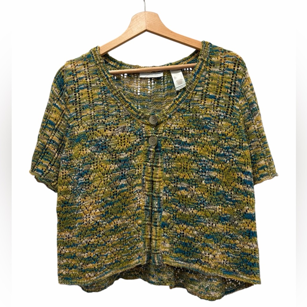 JH Collectibles Fairy Grunge Forest Green Cropped Cardigan Large Knit Crochet